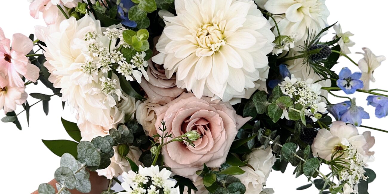 Soft pastels flower bouquet-white background
