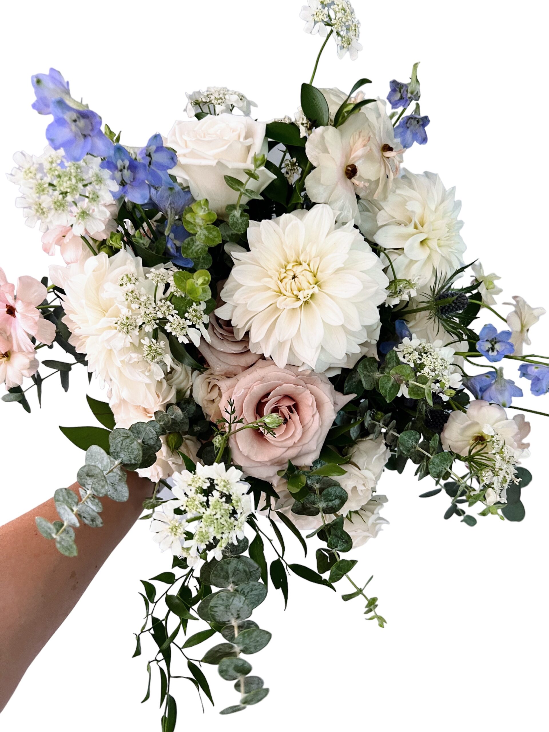 Soft pastels flower bouquet-white background
